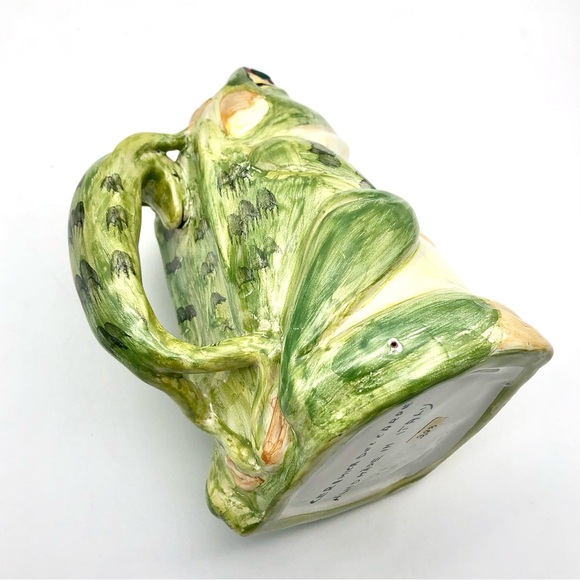 Majolica Frog Pitcher With Salamander Relief Handle Ceramica Del Cardello Italy - Picture 10 of 14